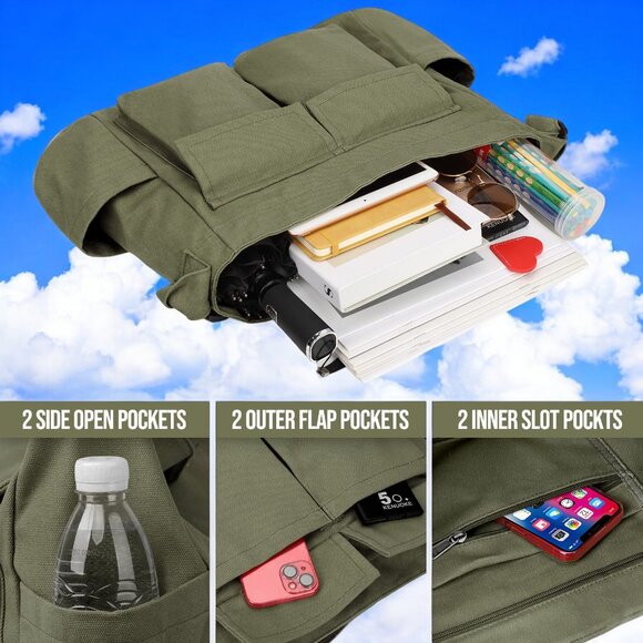 Canvas Messenger Bag Hobo Shoulder Bag Crossbody Bag - Picture 3 of 7